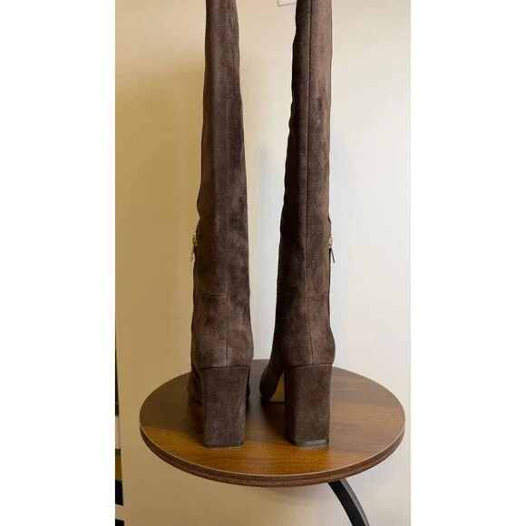Marc Fisher LTD Yarli Boots 9M Dark Brown Leather Knee‑High Pull‑On NIB msrp$299